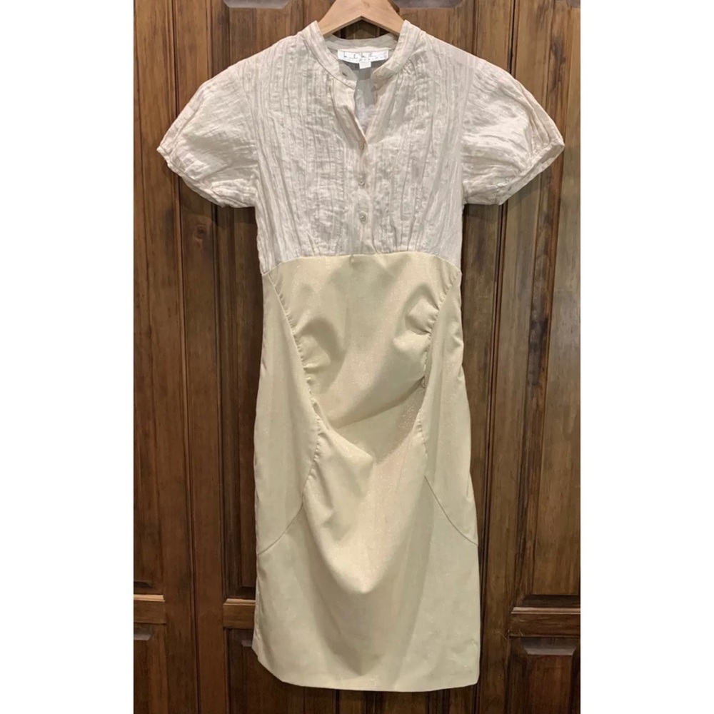Nicole Miller Vintage Champagne Gold Organza Dress Sz 2/4